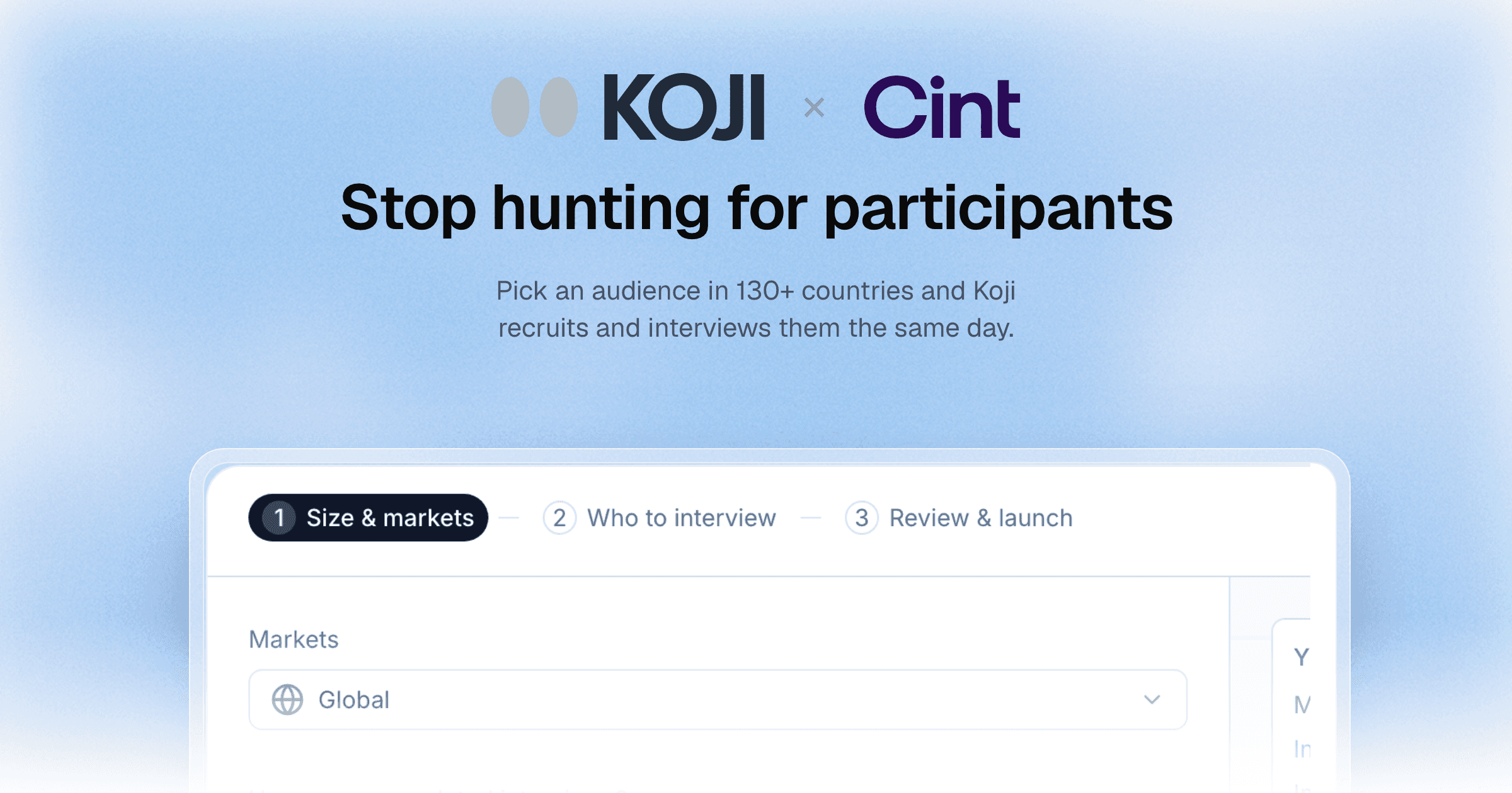 Koji adds panel recruitment from the Cint Exchange, with a published price per interview cover