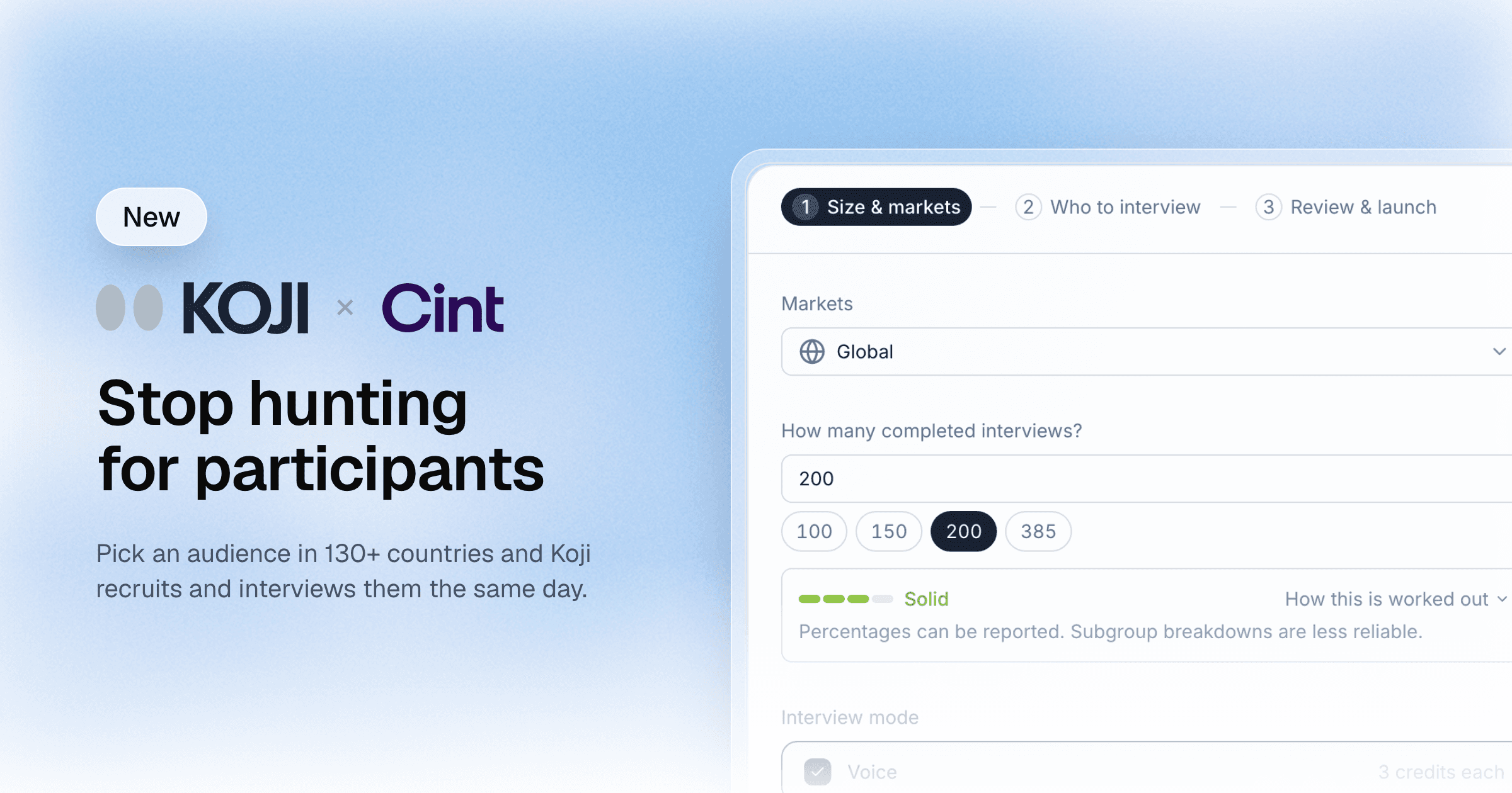 Recruit participants from the Cint Exchange, inside your study cover